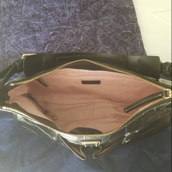 Dooney&Bourke black croc embossed leather bag EUC! - Picture 3 of 14